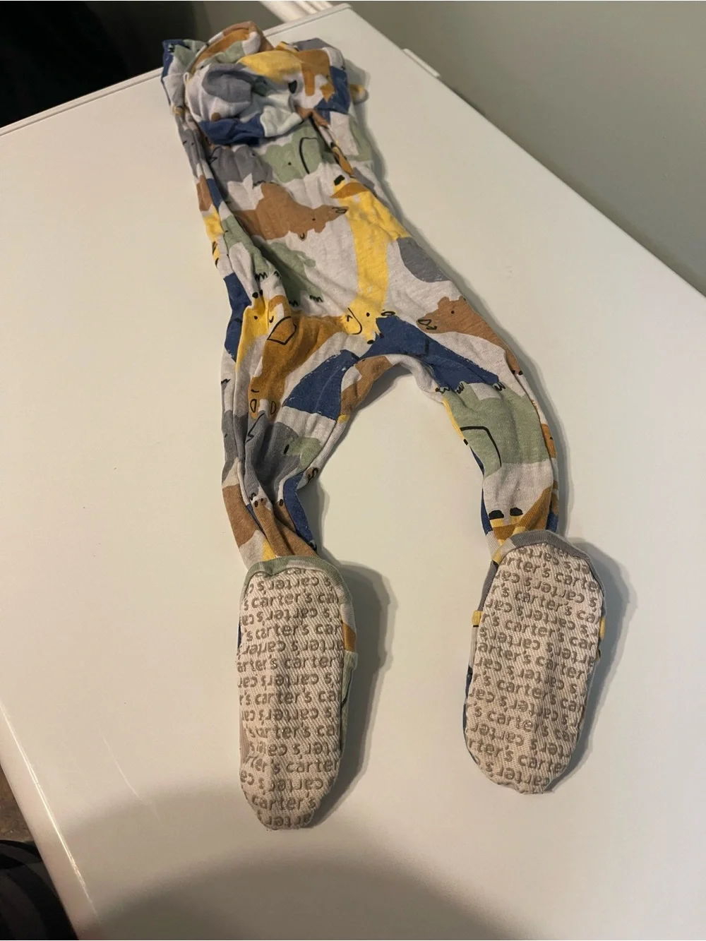 Carter's Kids Fox Print in Yellow, Blue, Green, Brown, Gray footie pajamas